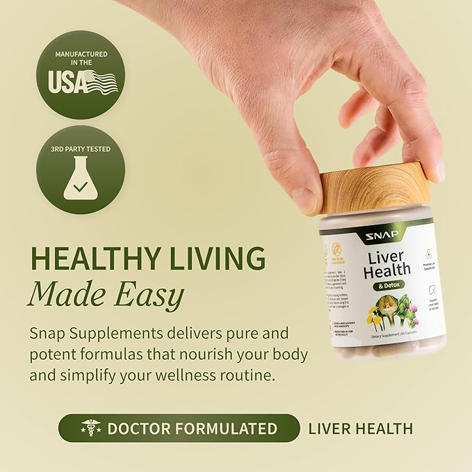 Snap Supplements Liver Health & Detox - Milk Thistle Supplement Supports Healthy Liver and Digestive Health, 60 Vegetarian Capsules (1 Month Supply)