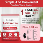 Astaxanthin 12mg, 120 Softgels, 4 Month Supply | Premium Astaxanthin Antioxidant Supplements | Fresh Microalgae Source | Supports Eye, Joint, Internal Circulation, Skin Health