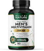 Built by Nature Multivitamin for Men – Mens Multivitamins & Vitamins for Men – Daily Immune, Energy & Heart Health Support – Once Daily Mens Multivitamin Supplement – 90 Tablets