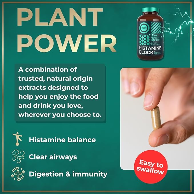 Histamine Block Flavonoids Supplements - Quercetin, Nettle, Atermesia Natural Source Flavonoids - Seasonal Allergy Balance Supplements Histamine Blocker - 120 Homeopathic Allergy Relief D-Hist Caps