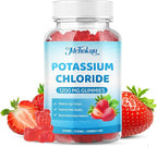 Potassium Chloride Gummies 1200mg for Adults & Kids, Sugar-Free Potassium Supplement Gummies Support Leg Cramps & Electrolyte Balance for Women & Men, Strawberry Flavor, 120 Count