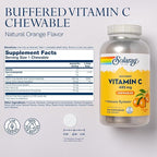 SOLARAY Chewable Vitamin C with Rose HIPS and Acerola Cherry - Buffered Vitamin C for Gentle Digestion - Immune Support Supplement - Natural Orange Flavor, 60-Day Guarantee, 100 Serv, 100 Chewables