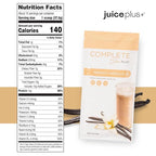Complete by JuicePlus+ Single Serve French Vanilla Shakes - Plant-Based Nutrition - Vegan, Gluten-Free, Non-GMO, Kosher, Whole Food Based Shake Powder with Protein, Fiber & Prebiotics - 15 Servings