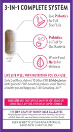 New Chapter Daily Dual Biotic Probiotic + Prebiotic for Digestion & Microbiome Health, 100% Vegan, Soy Free, Non-GMO, 60 Count (2 Month Supply)