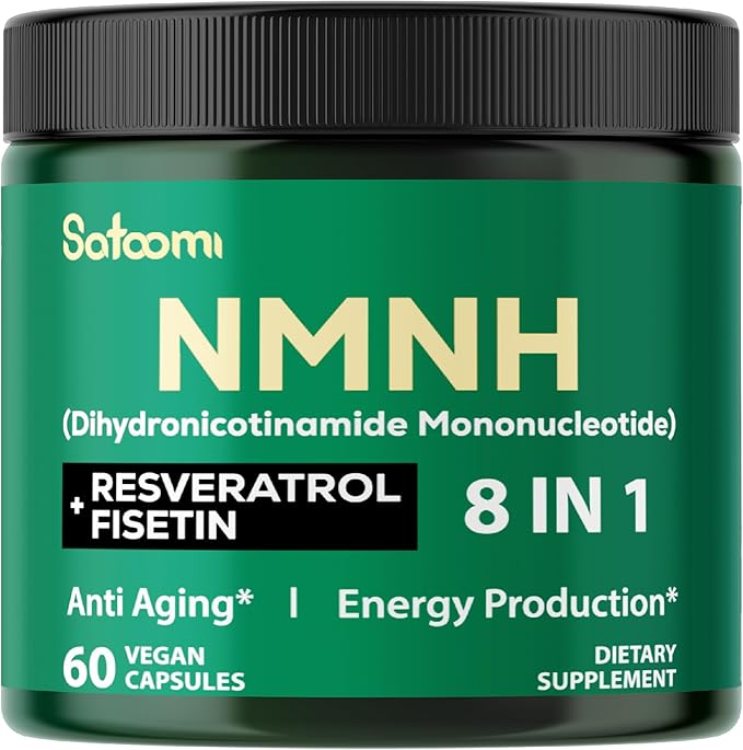 Satoomi 8in1 NMNH - NMN Supplement Alternative - NAD Supplement to Support NAD Levels Added Fisetin, Resveratrol, Quercetin, Turmeric, Berberine, Vitamin D3 & C - 60 Count for 30 Days