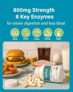 800mg Digestive Enzymes for Men and Women with Probiotics & Prebiotics, 8 Key Enzymes, Protease, Amylase & Lipase | 270 Capsules - A 90-Day Supply for Bloating & Gas Relief - Non-GMO