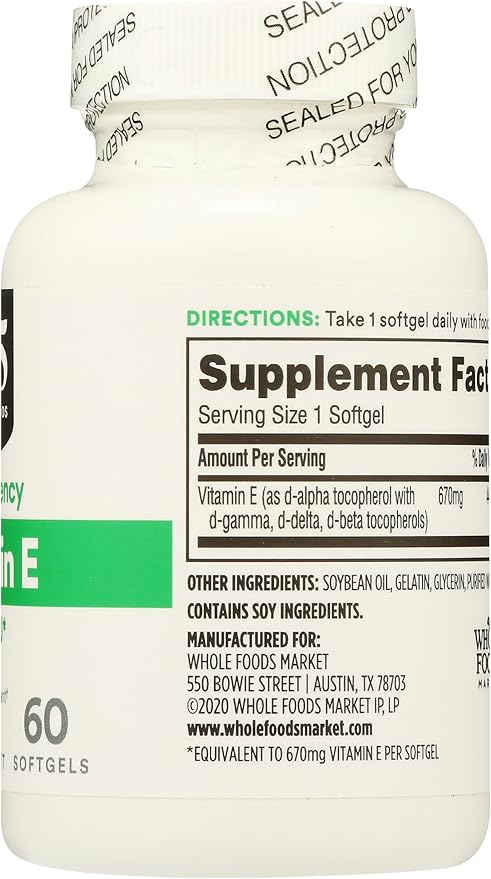 365 by Whole Foods Market, Vitamin E 1000 IU, 60 Count