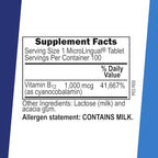 Superior Source No Shot Vitamin B-12 Cyanocobalamin 1000 mcg - Vitamin B-12 to Support Energy Production, Brain Health & Overall Wellness - Sublingual Tablets - 100 Dissolvable Tablets