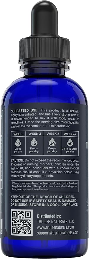 Trace Mineral Complex – 4 oz (48Servings) – 72+ Ionic Minerals Concentrate/Magnesium, Chloride, Boron, Potassium/Supports Hydration & Electrolyte Balance