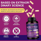 ZEBORA Premium Berberine HCL Supplement 1200 mg, Berberine GLP-1 Support with Ceylon Cinnamon, ALA & Capric Acid, Supports Immune & Antioxidant, Non-GMO, 120 Capsules