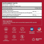 Pycnogenol 100mg & Ginger Extract | Supports Healthy Circulation, Vein Health & Leg Comfort | Helps with Occasional Swelling in Legs & Feet | Long-Haul Travel Essentials | 10 Vegan Caps