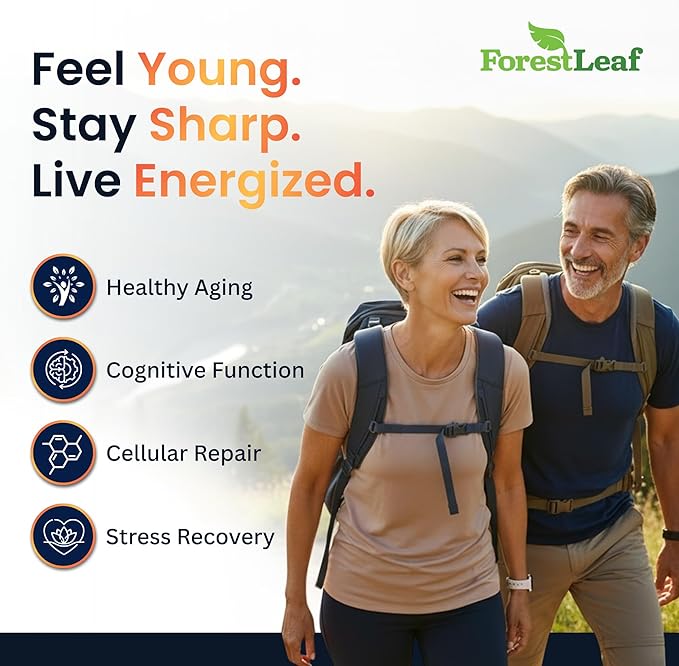 ForestLeaf NAD Resveratrol Capsules, Liposomal NAD Supplement for Women and Men with D-Ribose and Pomegranate, NAD+ for Energy, Focus and Anti-Aging Support, NMN Supplement Alternative (60 Caps)