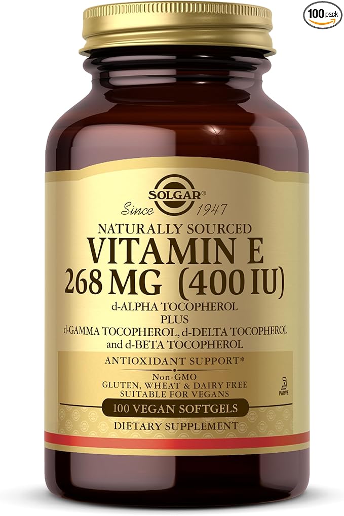 Solgar Vitamin E 268 mg (400 IU) - 100 Vegan Softgels - Naturally Sourced - Non-GMO, Gluten Free - 100 Servings