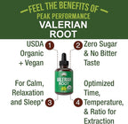 USDA Organic Valerian Root Liquid Drops Supplement. Vegan Extract Tincture for Relaxation, Sleep, Calm. Great Alternative to Valerian Capsules. Zero Sugar, Gluten Free Supplements for Women and Men