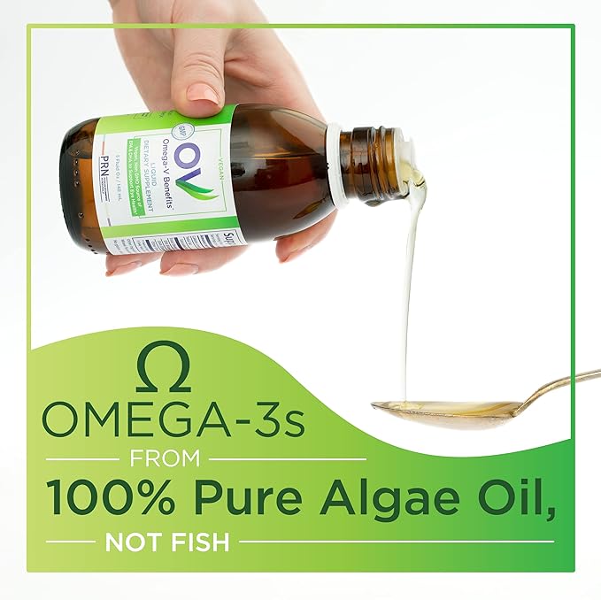 Omega-V Benefits Liquid Omega 3 Supplement - 5 oz, 30-Day Supply - Vegan Supplement with 1000mg EPA & DHA for Eye Health (Pack of 3)