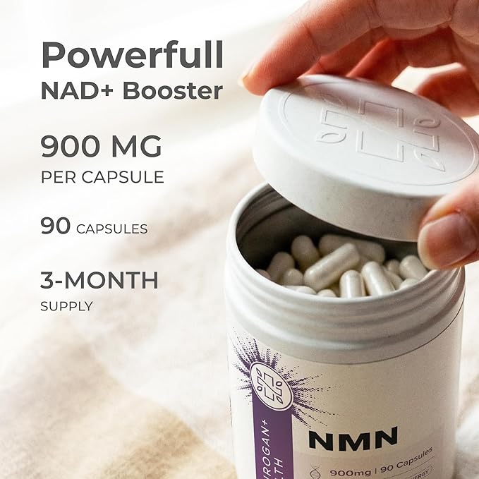 Neurogan Beta NMN (β-NMN) Supplement – 900 mg per Serving, 99.6% Purity – NAD+ Precursor for Cellular Energy & Vitality – 90 Capsules (3-Month Supply) – Made in USA