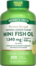 Nature's Truth Fish Oil Omega 3 | 1340 mg | 200 Mini Softgels | Burpless Lemon Flavor Pills | Non-GMO & Gluten Free Supplement