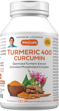 ANDREW LESSMAN Turmeric 400mg - 240 Capsules - 95% Curcuminoids as Phospholipid Complex for Optimum Benefits and Absorption, High Potency Standardized Extract, Small Easy to Swallow Capsules