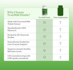NatureCity TrueMilkThistle | Milk Thistle Supplement 525mg | Milk Thistle (80% silymarin) containing 420mg of Silymarin | Antioxidant Support | Liver Support Supplement | 60 Veggie Capsules