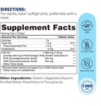 Vitamin World Triple Strength Omega 3 Fish Oil 1360 mg Supplement, 950 mg Active Omega-3 Fatty Acids with EPA & DHA, Supports Heart, Brain & Joint Health, Gluten Free, 180 Softgels, 6 Months Supply