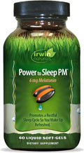 Irwin Naturals Power to Sleep PM - 6mg Melatonin, GABA, Ashwagandha, Valerian Root & L-Theanine Supplements for Men and Women - Supports Restful Sleep Cycle & Relaxation - 60 Liquid Soft-Gels