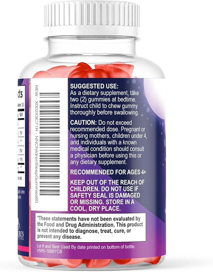 Kids Melatonin Gummies - 2mg Melatonin Per Serving - Children's Melatonin Gummy for Restful Sleep - Best Children's Chewable Sleep Supplement - Vegan, Non-GMO, Natural Berry Flavor - 60 Gummies