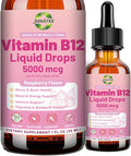 Liquid Vitamin B12 Drops 5000 mcg - Extra Strength B12 Methylcobalamin with B1 B6 B3 Folate Niacin - Fast Absorption Sublingual B-12 Drops for Energy Metabolism & Brain Function, Vegan B Complex