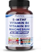 Ultra 5-MTHF with Vitamin B6, B12, Magnesium, CoQ10 & Rhodiola – All-in-1 Supplement for Cardiovascular, Mood & Brain Support – 150 Capsules