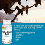 SOLARAY Alpha Lipoic Acid 250 mg - 60 VegCaps - Healthy Antioxidant Activity & Energy Support - Non-GMO & Vegan