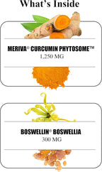 Durable Turmeric - 1250 mg Meriva Curcumin, 29X More Absorption + Boswellia – Joint Comfort, Mobility & Healthy Inflammation – Doctor Formulated, Vegan, Non-GMO, Made in USA (60 Capsules)
