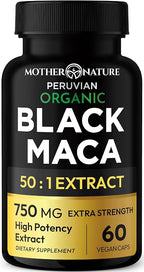 Black Maca Root 50:1 Extract 37,500mg – 60 Capsules Organic Peruvian Maca Peruana Supplement for Men | High Potency Energy, Mood & Performance Support | Vegan, Non-GMO