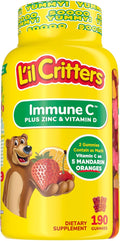 L'il Critters Kids Immune C Gummy Supplement with Vitamin C, Zinc and Vitamin D3 for Immune Support, 190 ct (95-190 day supply), 4 delicious flavors from America’s Number One Gummy Vitamin Brand