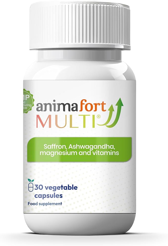 NIAM Laboratorios Ashwagandha KSM-66 & Saffron Supplement | Stress Relief, Mood & Emotional Balance | Vitamin B & Magnesium | Natural Pills for Mental Relaxation | 30 Capsules | AnimaFort Multi