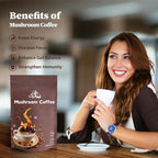 Mushroom Coffee - 6 in 1 AdaptogenicMushroom Blend with Ashwagandha KSM-66 & L-Theanine Instant Mushrooms Coffee for Boost Energy, Focus & Digestion Sugar-Free