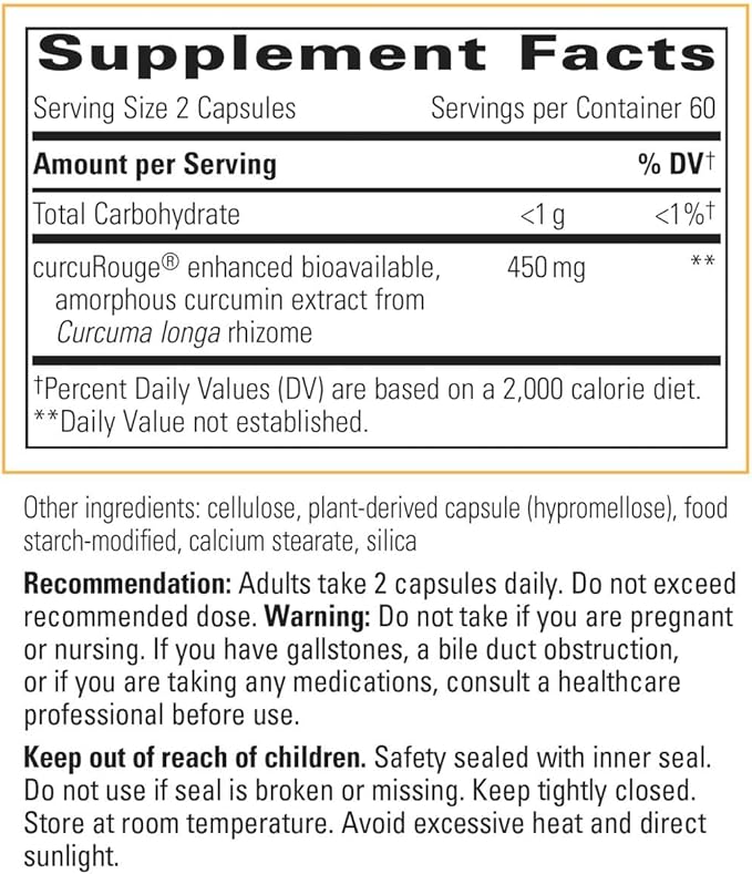 Integrative Therapeutics Curalieve - Curcumin Formula for Antioxidant Support* - High Absorption Curcumin - Vegan, Gluten-Free & Dairy-Free - 60 Capsules (30 Servings)