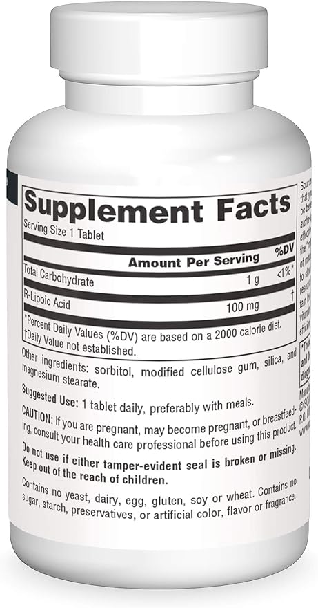 Source Naturals R-Lipoic Acid 100mg, 30 Tablets
