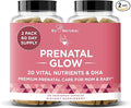 Eu Natural Glow Prenatal Vitamins for Women - 20-in-1 Prenatal Multivitamin with Folate & Vegan DHA - Supports Healthy Pregnancy, Fetal Development & Mom’s Comfort - 120 Vegetarian Capsules