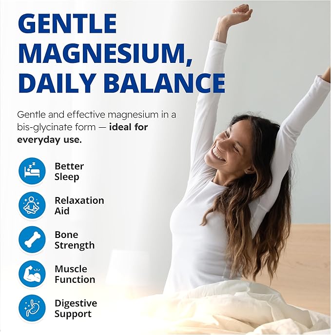 CanPrev Magnesium BisGlycinate 200mg Gentle 60 Veg Caps, 60-Day Supply, Chelated Magnesium Supplement for Bone & Muscle Support, Easy to Digest, Promote Relaxation & Comfort, Vegan, Non-GMO, No Sugar
