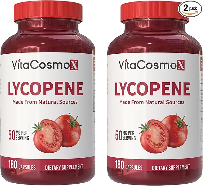 Lycopene 50mg Vegan Capsules, 180 Count, Plant-Based Antioxidant Support - 2 Packs