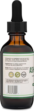 Ashwagandha Organic Drops for Stress Relief (1,200mg, 60 Servings) Ashwagandha Tincture for Adrenal Support and Cortisol Manager (Vegan Safe, Gluten Free, Non-GMO) by Double Wood