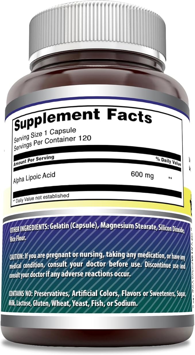 Amazing Formulas Alpha Lipoic Acid | 600 Mg Per Serving Supplement | Capsules | Non-GMO | Gluten Free | Made in USA (120 | 2 Pack)