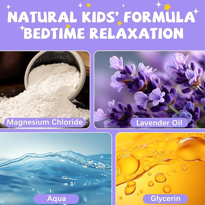Magnesium Lotion for Kids & Babies, Lavender Magnesium Cream for Sleep, Natural Soothing Moisturizing Butter, Easy for Arms & Legs, Calms & Relaxes, All Night Relaxation (4 oz, Lavender)
