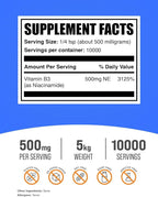 BulkSupplements.com Niacinamide Powder - Niacinamide 500mg - Vitamin B3 Niacinamide - Vitamin B3 Powder - Vitamin B3 Nicotinamide 500mg - 500mg Nicotinamide per Serving (5 Kilograms - 11 lbs)