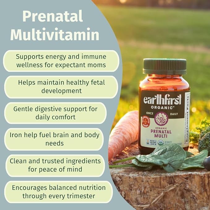 Prenatal Once Daily Multivitamin for Women for Conception, Pregnancy, Postpartum & Breastfeeding, Folate, Iron & Organic Whole Food Blend, Vegan, 60 Count