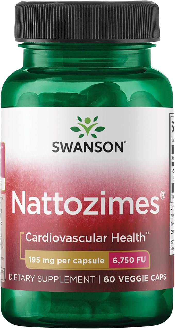 Swanson Triple-Strength Nattozimes 195 Milligrams/6750 Fu 60 Veg Capsules Enzyme