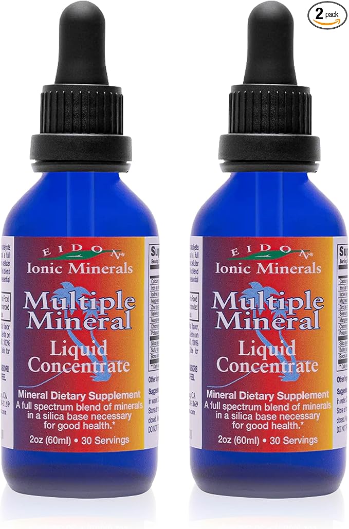Eidon Multiple Minerals Supplement - Ionic Trace Mineral Drops for Water, with Zinc, Potassium, Chromium, & Magnesium, Liquid Vitamins, Sugar Free & Bioavailable, for Men & Women - 2 oz, 2 Pack