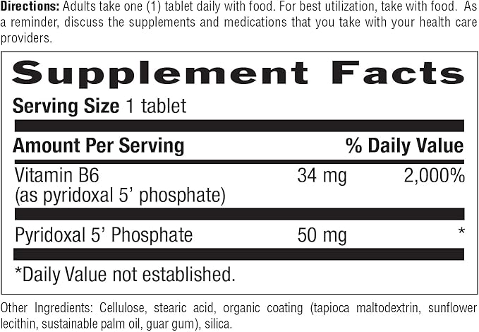 Country Life P-5-P Vitamin B6 – Bioavailable Pyridoxal-5-Phosphate Supplement for Energy, Nervous System Support, and Red Blood Cell Growth – Certified Gluten Free, Vegan, Non-GMO – 100 Capsules
