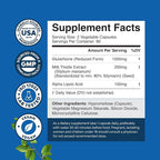 Reduced Glutathione Supplement with Milk Thistle - 1000mg per Serving Pure L Glutathione with Alpha Lipoic Acid & Milk Thistle Silymarin for Skin Radiance, Liver Support & Immune Support - 120 Count