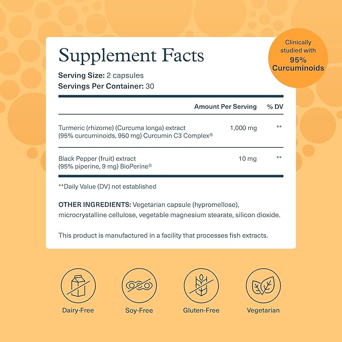 Youtheory Turmeric Extra Strength - 1,000 mg - Supports Brain, Muscle & Joint Health* - Contains Bioenhancers, Curcuminoids & Herbal Extracts - USP Verified - 60 Vegetarian Capsules (30-Day Supply)