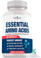 NEW AGE Amino Acid Complex – 20 Aminos with BCAAs, L-Glutamine, L-Arginine & Hyaluronic Acid – Supports Recovery, Energy, Immune Health & Wellness – Non-GMO, Gluten-Free – 60 Capsules